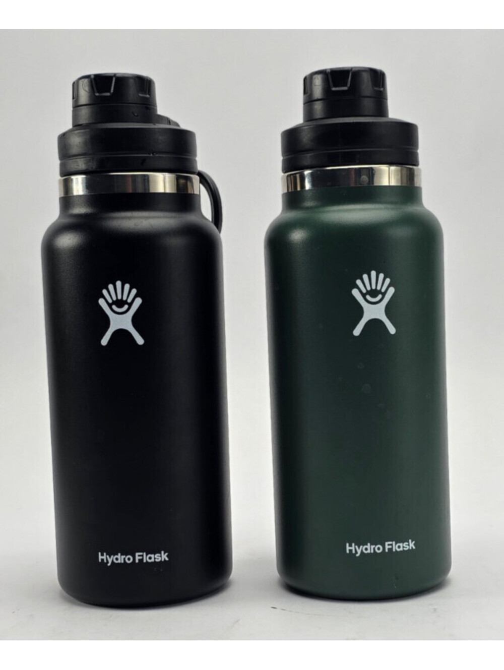 Hydro Flask Lot of 2 32oz Insulated Stainless Steel Water Bottles Green Black
